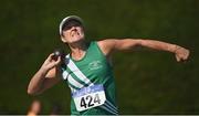 13 August 2022; Verena Fenlon of St. Joseph's AC competing in the women's vet50 shot put during the Irish Life Health National Masters Track and Field Championships in Tullamore, Offaly. Photo by Seb Daly/Sportsfile