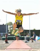 13 August 2022; Paula Guinan of Oughaval AC competing in the women's v35 long jump during the Irish Life Health National Masters Track and Field Championships in Tullamore, Offaly. Photo by Seb Daly/Sportsfile