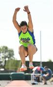 13 August 2022; Anisoara Rebegea of Metro/St. Brigids AC competing in the women's vet45 long jump during the Irish Life Health National Masters Track and Field Championships in Tullamore, Offaly. Photo by Seb Daly/Sportsfile