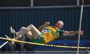 13 August 2022; Tommy Greene of St. John's AC competing in the men's vet55 pole vault during the Irish Life Health National Masters Track and Field Championships in Tullamore, Offaly. Photo by Seb Daly/Sportsfile