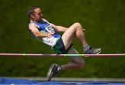 13 August 2022; Michael Kelly competing in the men's vet45 high jump during the Irish Life Health National Masters Track and Field Championships in Tullamore, Offaly. Photo by Seb Daly/Sportsfile