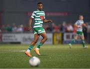 12 August 2022; Aidomo Emakhu of Shamrock Rovers during the SSE Airtricity League Premier Division match between Derry City and Shamrock Rovers at The Ryan McBride Brandywell Stadium in Derry. Photo by Stephen McCarthy/Sportsfile