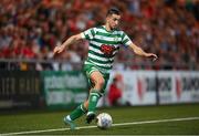 12 August 2022; Neil Farrugia of Shamrock Rovers during the SSE Airtricity League Premier Division match between Derry City and Shamrock Rovers at The Ryan McBride Brandywell Stadium in Derry. Photo by Stephen McCarthy/Sportsfile