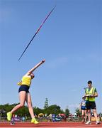 13 August 2022; Aoife McGeehan, from Glenswilly-Churchill, Donegal, competes in the girls javelin U14 & O12, during the Aldi Community Games National Track and Field Finals that attract over 2,000 children to SETU Carlow Sports Campus in Carlow. Photo by Ramsey Cardy/Sportsfile