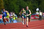 13 August 2022; Megan O’ Shea, from Crecora-Patrickswell, Limerick, on her way to winning the girls u13 relay race during the Aldi Community Games National Track and Field Finals that attract over 2,000 children to SETU Carlow Sports Campus in Carlow. Photo by Ramsey Cardy/Sportsfile