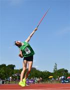 13 August 2022; Emer Purtill, from Limerick, competes in the girls javelin U14 & O12, during the Aldi Community Games National Track and Field Finals that attract over 2,000 children to SETU Carlow Sports Campus in Carlow. Photo by Ramsey Cardy/Sportsfile