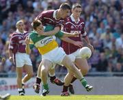 23 May 2004; Gary Dolan, Westmeath, is tackled by Karol Slattery, Offaly. Bank of Ireland Leinster Senior Football Championship, Offaly v Westmeath, Croke Park, Dublin. Picture credit;  Matt Browne / SPORTSFILE