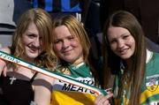 23 May 2004; Offaly fans, l to r, Megan Farrell, Laura Carroll and Routh Brophy, from Tullamore, pictured before the game. Bank of Ireland Leinster Senior Football Championship, Offaly v Westmeath, Croke Park, Dublin. Picture credit;  Matt Browne / SPORTSFILE