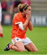 10 August 2013; A dejected Sharon Reel, Armagh, after the game. TG4 All-Ireland Ladies Football Senior Championship, Round 2, Qualifier, Armagh v Cork, St. Brendan’s Park, Birr, Co. Offaly. Photo by Sportsfile