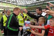 10 August 2013; Celtic manager Neil Lennon signs autographs for fans after the game. Dublin Decider, Liverpool XI v Glasgow Celtic XI, Aviva Stadium, Lansdowne Road, Dublin. Picture credit: Brendan Moran / SPORTSFILE