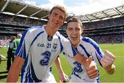 11 August 2013; Cormac Curran, left, and Adam Farrell, Waterford, celebrate at the end of the game. Electric Ireland GAA Hurling All-Ireland Minor Championship, Semi-Final, Kilkenny v Waterford, Croke Park, Dublin. Photo by Sportsfile