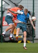 12 August 2013; Republic of Ireland's James McClean, right, and Glenn Whelan in action during squad training ahead of their international friendly against Wales on Wednesday. Republic of Ireland Squad Training, Spytty Park, Newport, Wales. Picture credit: David Maher / SPORTSFILE
