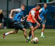 12 August 2013; Republic of Ireland's Jonathan Walters and James McClean, left, in action during squad training ahead of their international friendly against Wales on Wednesday. Republic of Ireland Squad Training, Spytty Park, Newport, Wales. Picture credit: David Maher / SPORTSFILE