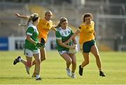 13 August 2022; Brenda Bannon of Fermanagh in action against Saoirse Tennyson of Antrim during the TG4 All-Ireland Ladies Junior Football Championship Final Replay between Antrim and Fermanagh at the Athletic Grounds, Armagh. Photo by Oliver McVeigh/Sportsfile