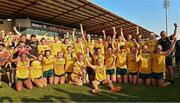 13 August 2022; The Antrim players celebrates with the West County Hotel Cup following the TG4 All-Ireland Ladies Junior Football Championship Final Replay between Antrim and Fermanagh at the Athletic Grounds, Armagh. Photo by Oliver McVeigh/Sportsfile