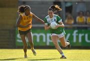 13 August 2022; Blaithin Bogue of Fermanagh in action against Omolara Dahunsi of Antrim during the TG4 All-Ireland Ladies Junior Football Championship Final Replay between Antrim and Fermanagh at the Athletic Grounds, Armagh. Photo by Oliver McVeigh/Sportsfile