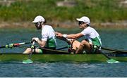 14 August 2022; Paul O'Donovan, left, and Fintan McCarthy of Ireland after winning gold in the Men's Lightweight Double Sculls Final A during day 4 of the European Championships 2022 at Olympic Regatta Centre in Munich, Germany. Photo by Ben McShane/Sportsfile