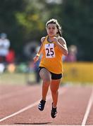 13 August 2022; Rebecca Reid from Inch-Kilmaley-Connolly, Clare, competing in the girls 100m U14 & O12 during the Aldi Community Games National Track and Field Finals that attract over 2,000 children to SETU Carlow Sports Campus in Carlow. Photo by Sam Barnes/Sportsfile