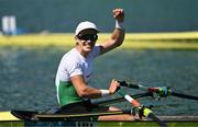 14 August 2022; Fintan McCarthy of Ireland celebrates after winning gold in the Men's Lightweight Double Sculls Final A during day 4 of the European Championships 2022 at Olympic Regatta Centre in Munich, Germany. Photo by Ben McShane/Sportsfile