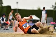 14 August 2022; Joseph Miniter of Nenagh Olympic AC, Tipperay, competes in the premier men's triple jump during the AAI National Outdoor League Final at Tullamore, Offaly. Photo by Sam Barnes/Sportsfile