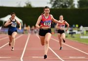 14 August 2022; Micheala Galvin of Tir Chonaill AC, Donegal, competing in the division one women's 100m during the AAI National Outdoor League Final at Tullamore, Offaly. Photo by Sam Barnes/Sportsfile