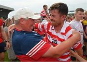 14 August 2022; Ferns St Aidan's manager Pat Bennett and Benny Jordan of Ferns St Aidan's celebrate after the Wexford County Senior Hurling Championship Final match between St Martin's and Ferns St Aidan's at Chadwicks Wexford Park in Wexford. Photo by Ramsey Cardy/Sportsfile