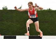 14 August 2022; Jelena McNamara of Enniscorthy AC, Wexford, competes in the division one women's 3000m steeplechase during the AAI National Outdoor League Final at Tullamore, Offaly. Photo by Sam Barnes/Sportsfile