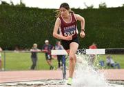 14 August 2022; Aine O'Farrell of Galway competes in the premier women's 3000m steeplechase during the AAI National Outdoor League Final at Tullamore, Offaly. Photo by Sam Barnes/Sportsfile