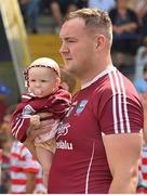 14 August 2022; Joe Coleman of St Martin's parades with 6 month old daughter Darcie before the Wexford County Senior Hurling Championship Final match between St Martin's and Ferns St Aidan's at Chadwicks Wexford Park in Wexford. Photo by Ramsey Cardy/Sportsfile