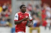 14 August 2022; Serge Atakayi of St Patrick's Athletic celebrates after scoring his side's first goal during the SSE Airtricity League Premier Division match between St Patrick's Athletic and Sligo Rovers at Richmond Park in Dublin. Photo by Seb Daly/Sportsfile