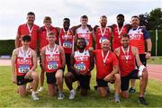 14 August 2022; The Ennis Track Club team, Clare, with their silver medals after finishing second in the division one men's competition during the AAI National Outdoor League Final at Tullamore, Offaly. Photo by Sam Barnes/Sportsfile