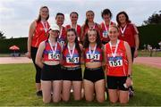 14 August 2022; The Tir Chonaill team, Donegal, with their bronze medals after finishing third in the division one women's competition during the AAI National Outdoor League Final at Tullamore, Offaly. Photo by Sam Barnes/Sportsfile