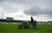 14 August 2022; A groundsman cuts the grass before the FAI Women’s U17 Cup Final match between Salthill Devon FC and Claremorris FC at Eamon Deacy Park in Galway. Photo by Harry Murphy/Sportsfile