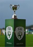 14 August 2022; The trophy is seen before the FAI Women’s U17 Cup Final match between Salthill Devon FC and Claremorris FC at Eamon Deacy Park in Galway. Photo by Harry Murphy/Sportsfile