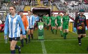 14 August 2022; Claremorris AFC and Salthill Devon players walk out before the FAI Women’s U17 Cup Final match between Salthill Devon FC and Claremorris FC at Eamon Deacy Park in Galway. Photo by Harry Murphy/Sportsfile