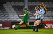 14 August 2022; Katie Clarke of Claremorris AFC has a shot on goal during the FAI Women’s U17 Cup Final match between Salthill Devon FC and Claremorris FC at Eamon Deacy Park in Galway. Photo by Harry Murphy/Sportsfile