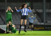 14 August 2022; Rhia Stone of Salthill Devon celebrates after scoring her side's first goal during the FAI Women’s U17 Cup Final match between Salthill Devon FC and Claremorris FC at Eamon Deacy Park in Galway. Photo by Harry Murphy/Sportsfile