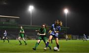 14 August 2022; Aoife Summerville of Salthill Devon in action against Ashling Cummins of Claremorris AFC during the FAI Women’s U17 Cup Final match between Salthill Devon FC and Claremorris FC at Eamon Deacy Park in Galway. Photo by Harry Murphy/Sportsfile