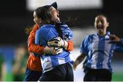 14 August 2022; Salthill Devon goalkeeper Frances Hardy and Lauren O'Donnell celebrate after the FAI Women’s U17 Cup Final match between Salthill Devon FC and Claremorris FC at Eamon Deacy Park in Galway. Photo by Harry Murphy/Sportsfile