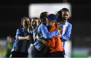 14 August 2022; Salthill Devon players including goalkeeper Frances Hardy celebrate after the FAI Women’s U17 Cup Final match between Salthill Devon FC and Claremorris FC at Eamon Deacy Park in Galway. Photo by Harry Murphy/Sportsfile