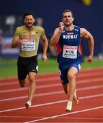 15 August 2022; Martin Roe of Norway, centre, competes in the Men's 100m heats during day 5 of the European Championships 2022 at the Olympiastadion in Munich, Germany. Photo by Ben McShane/Sportsfile