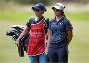 14 August 2022; Leona Maguire of Ireland, and her caddie, Lisa Maguire, on the 10th hole during the ISPS HANDA World Invitational at Galgorm Castle and Massereene Golf Clubs in Ballymena, Antrim. Photo by John Dickson/Sportsfile