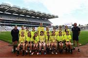 15 August 2022; The Go Games officials with referees Siobhan Coyle of Donegal and Jonathan Murphy of Carlow pictured at the 2022 LGFA Go Games Activity Day at Croke Park in Dublin. Photo by Harry Murphy/Sportsfile