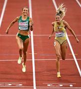 15 August 2022; Sharlene Mawdsley of Ireland, left, and Alica Schmidt of Germany competing in the Women's 400m heats during day 5 of the European Championships 2022 at the Olympiastadion in Munich, Germany. Photo by David Fitzgerald/Sportsfile