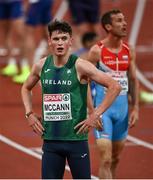 15 August 2022; Luke McCann of Ireland after competing in the Men's 1500m heats during day 5 of the European Championships 2022 at the Olympiastadion in Munich, Germany. Photo by David Fitzgerald/Sportsfile