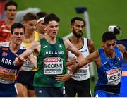 15 August 2022; Luke McCann of Ireland tussles with Ossama Meslek of Italy in the Men's 1500m heats during day 5 of the European Championships 2022 at the Olympiastadion in Munich, Germany. Photo by David Fitzgerald/Sportsfile