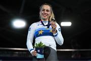 15 August 2022; Emma Hinze of Germany with her gold medal after winning the Women's Sprint Final during day 5 of the European Championships 2022 at Messe Munchen in Munich, Germany. Photo by Ben McShane/Sportsfile