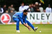 15 August 2022; Naveen ul Haq Murid of Afghanistan during the Men's T20 International match between Ireland and Afghanistan at Stormont in Belfast. Photo by Ramsey Cardy/Sportsfile