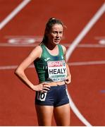 16 August 2022; Sarah Healy of Ireland after competing in the Women's 1500m heats during day 6 of the European Championships 2022 at the Olympiastadion in Munich, Germany. Photo by David Fitzgerald/Sportsfile