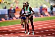 16 August 2022; Rhasidat Adeleke of Ireland crosses the line to finish third in the Women's 400m semi-final during day 6 of the European Championships 2022 at the Olympiastadion in Munich, Germany. Photo by David Fitzgerald/Sportsfile